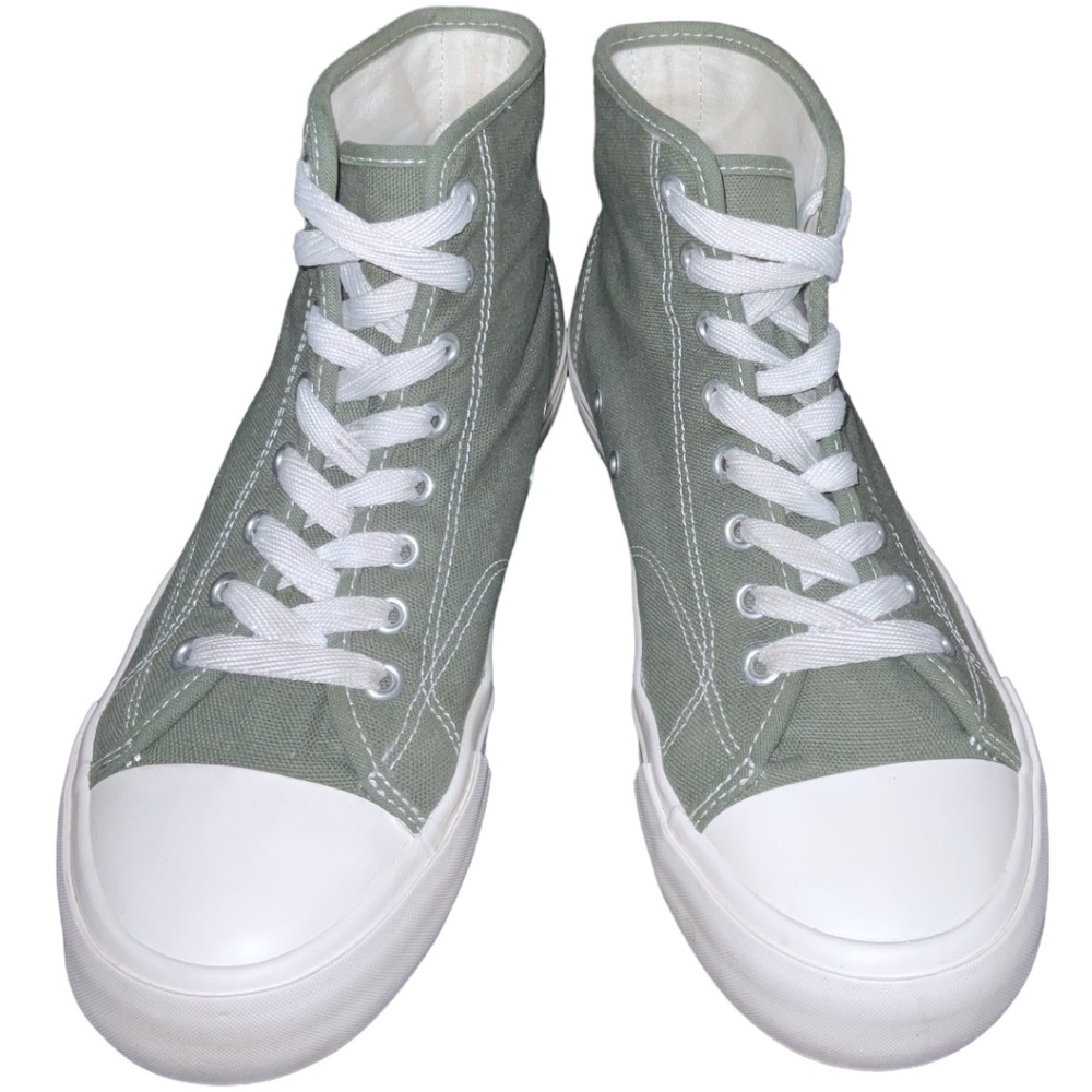 Khaki Green Canvas Lace up High-top Trainer Sneakers Sz US 7.5 EUR 40 Me… - Picture 8 of 10